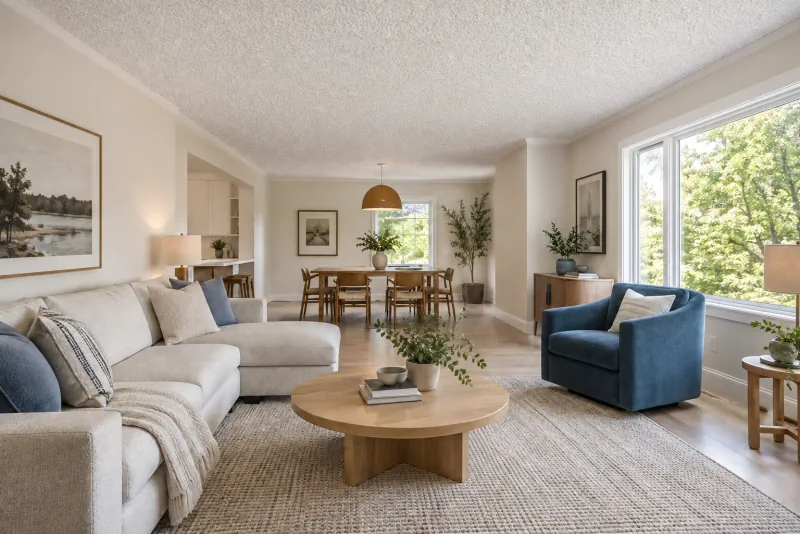 Example interior: The same room with a textured ceiling