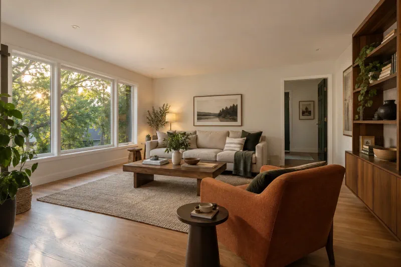 Example interior: A finished room with a smooth ceiling