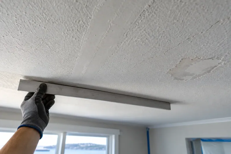 Example interior: Cracks, seams and previous ceiling repairs